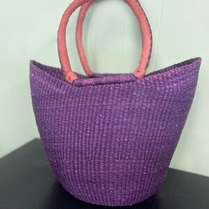 Elegant Purple Tote Bag with Red Handles